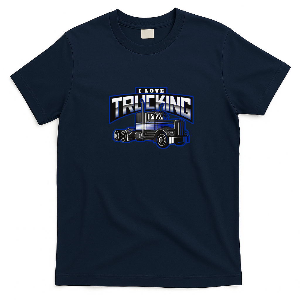 I Love Trucking Classic T-Shirt - Navy Blue