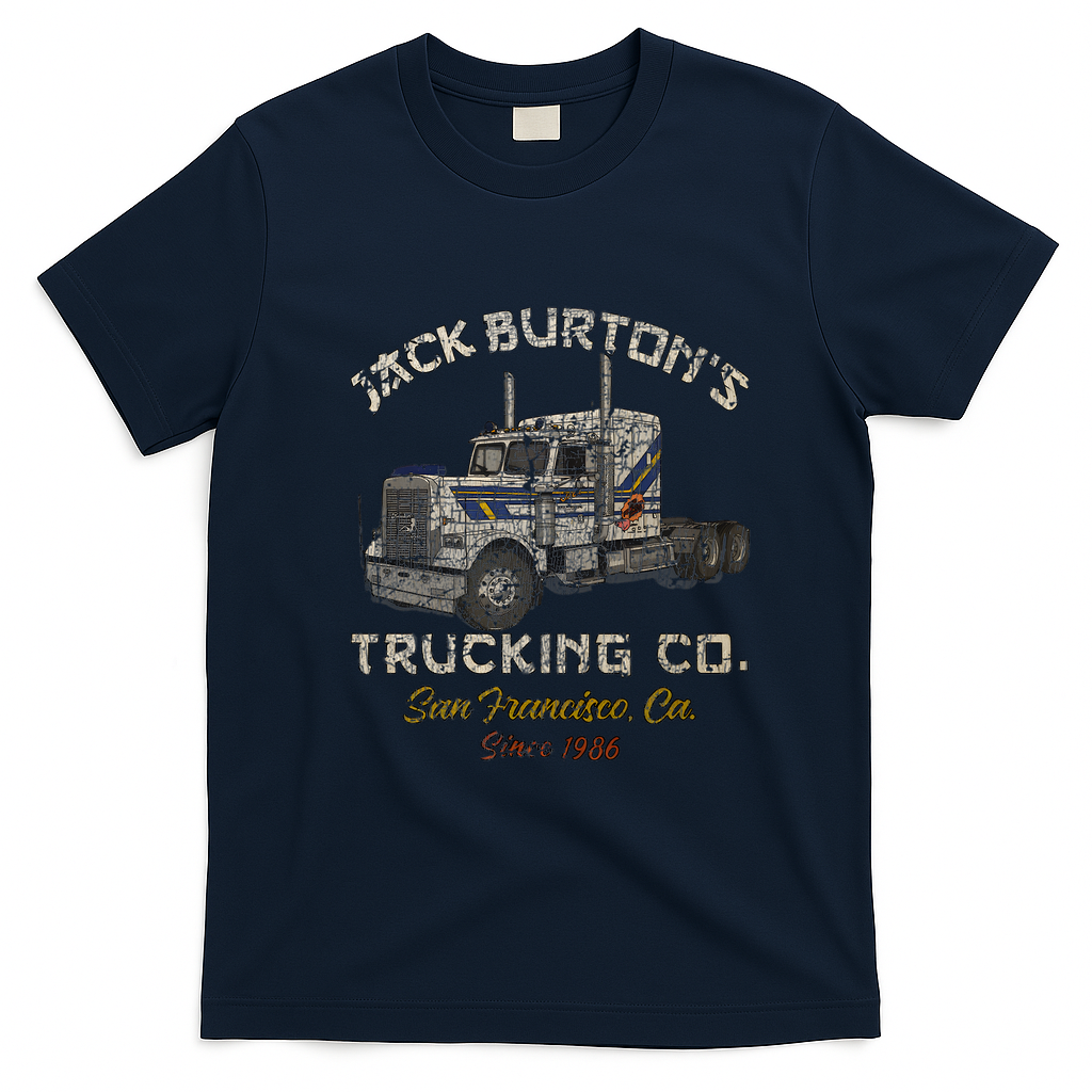 Jack Burton Trucking Distressed Logo T-Shirt - Navy Blue