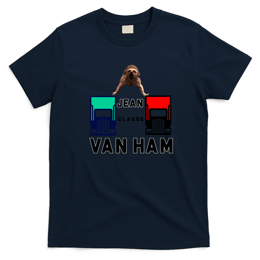 Jean Claude Van Ham Retro Graphic Tee - Navy Blue