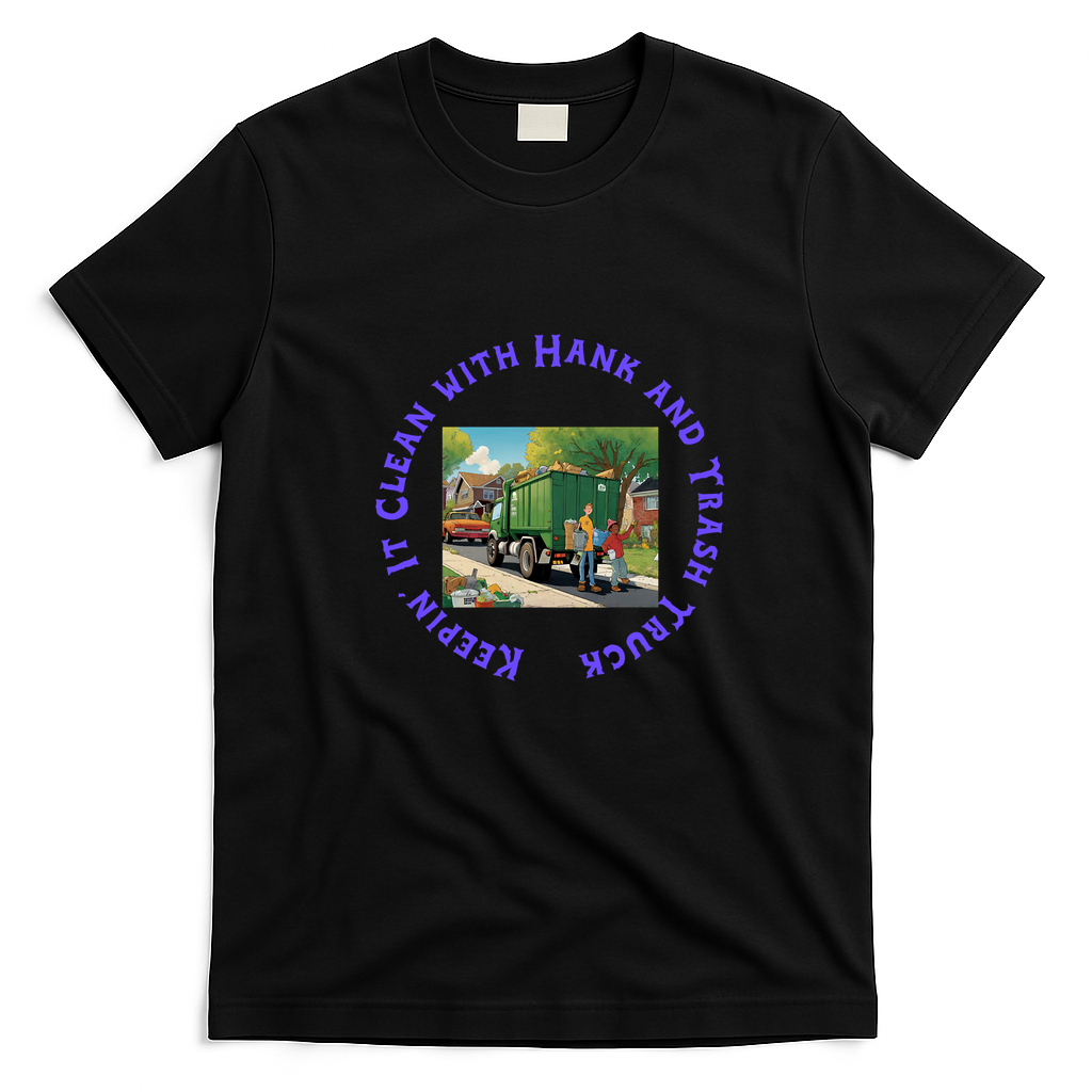 Keepin' It Clean with Hank and Trash Truck Graphic T-Shirt - Black