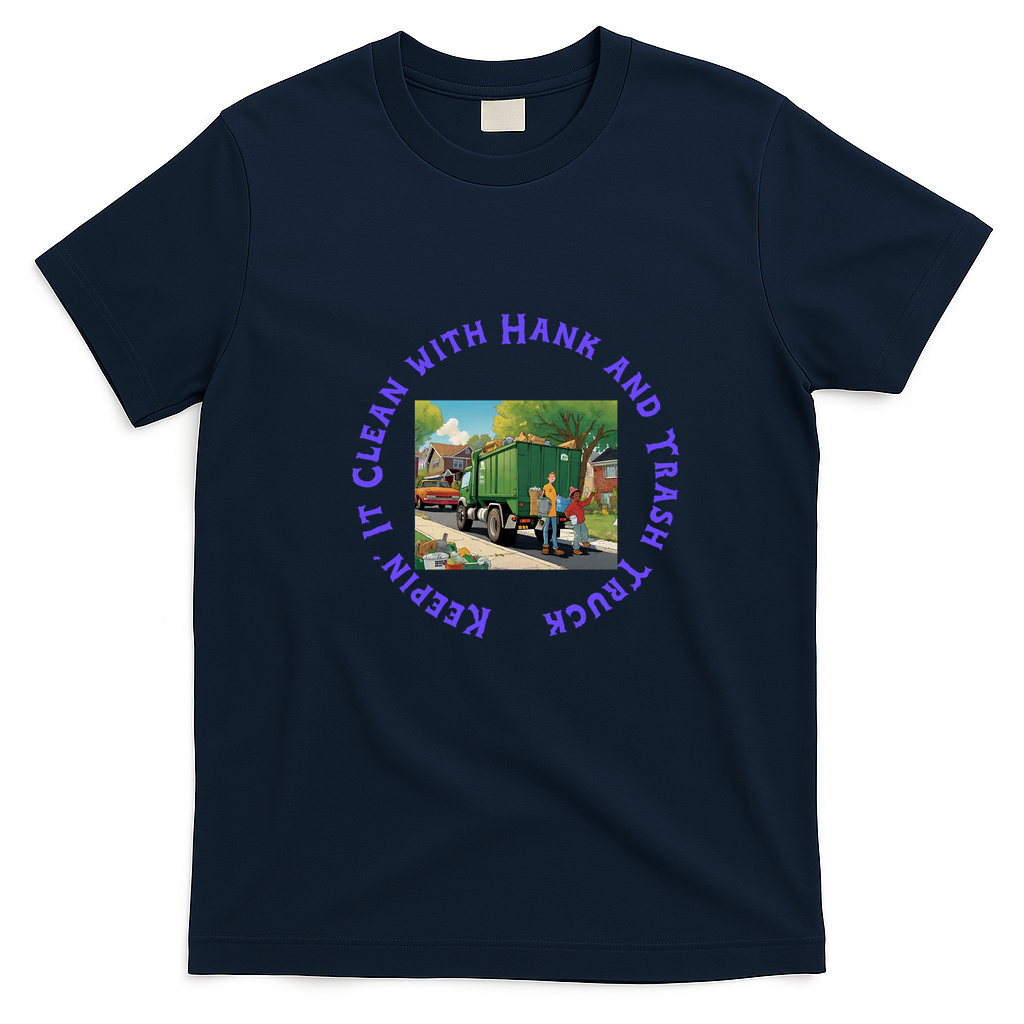 Keepin' It Clean with Hank and Trash Truck Graphic T-Shirt - Navy Blue