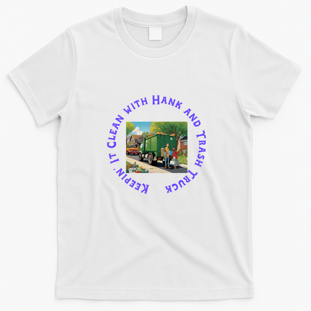 Keepin' It Clean with Hank and Trash Truck Graphic T-Shirt - White