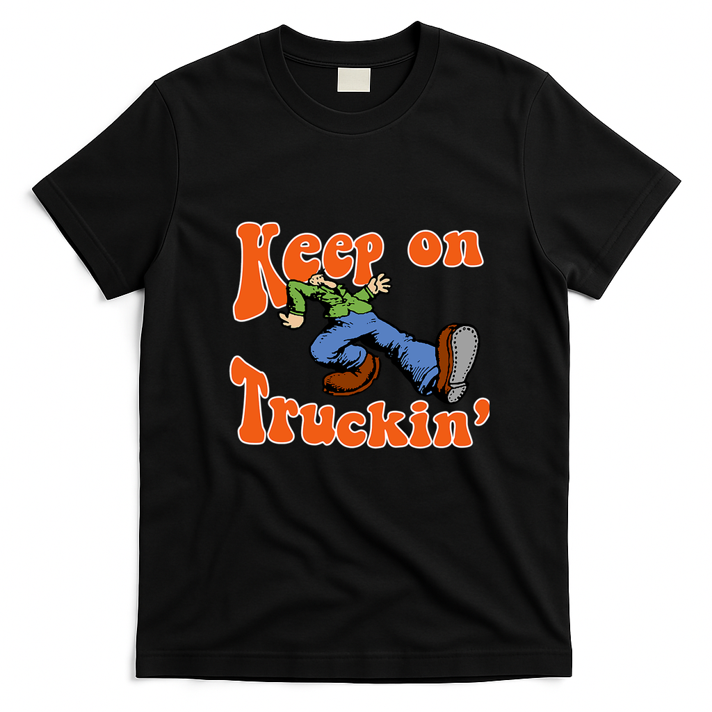 Keep On Truckin’ Retro Iron-On Tee - Black