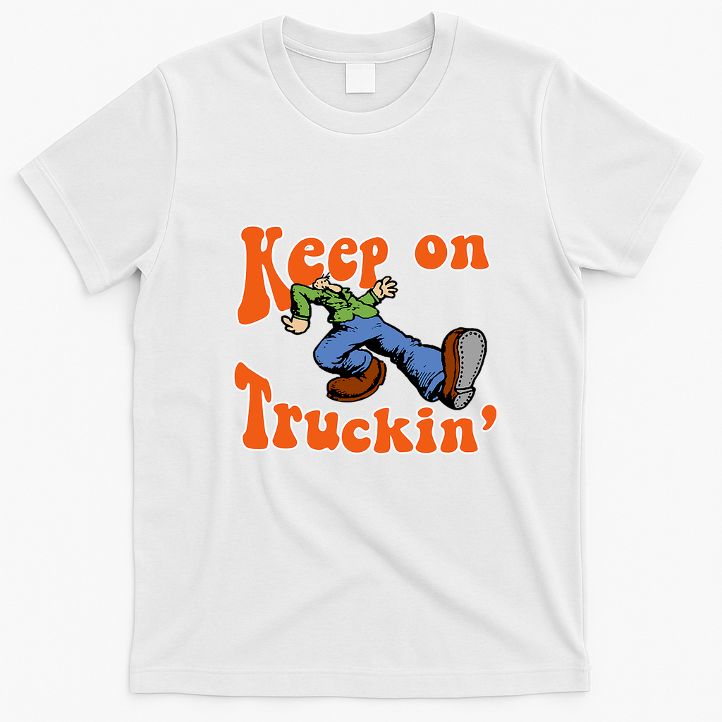 Keep On Truckin’ Retro Iron-On Tee - White