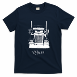 Kenworth W900 Grill View Worn Look Graphic T-Shirt - Navy Blue