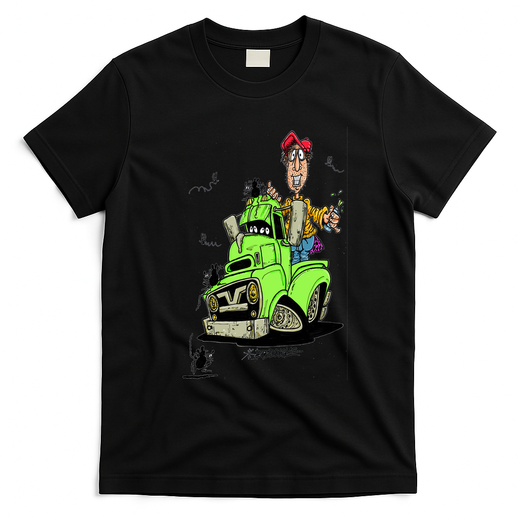 Lime Green Truck Graphic T-Shirt - Black