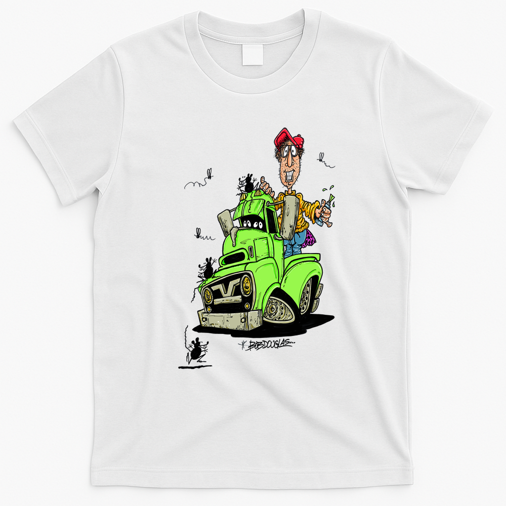 Lime Green Truck Graphic T-Shirt - White