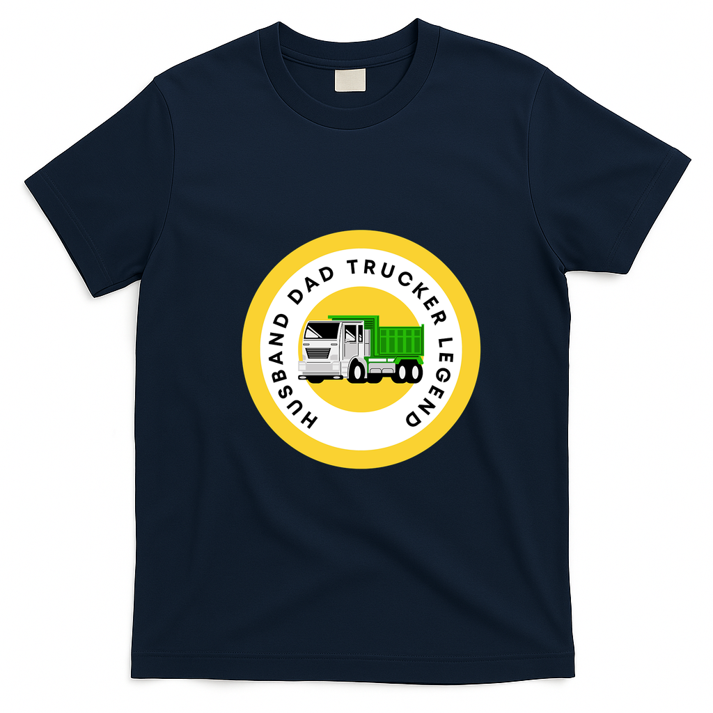 The Legend of the Trucker Husband and Father Graphic T-Shirt - Navy Blue