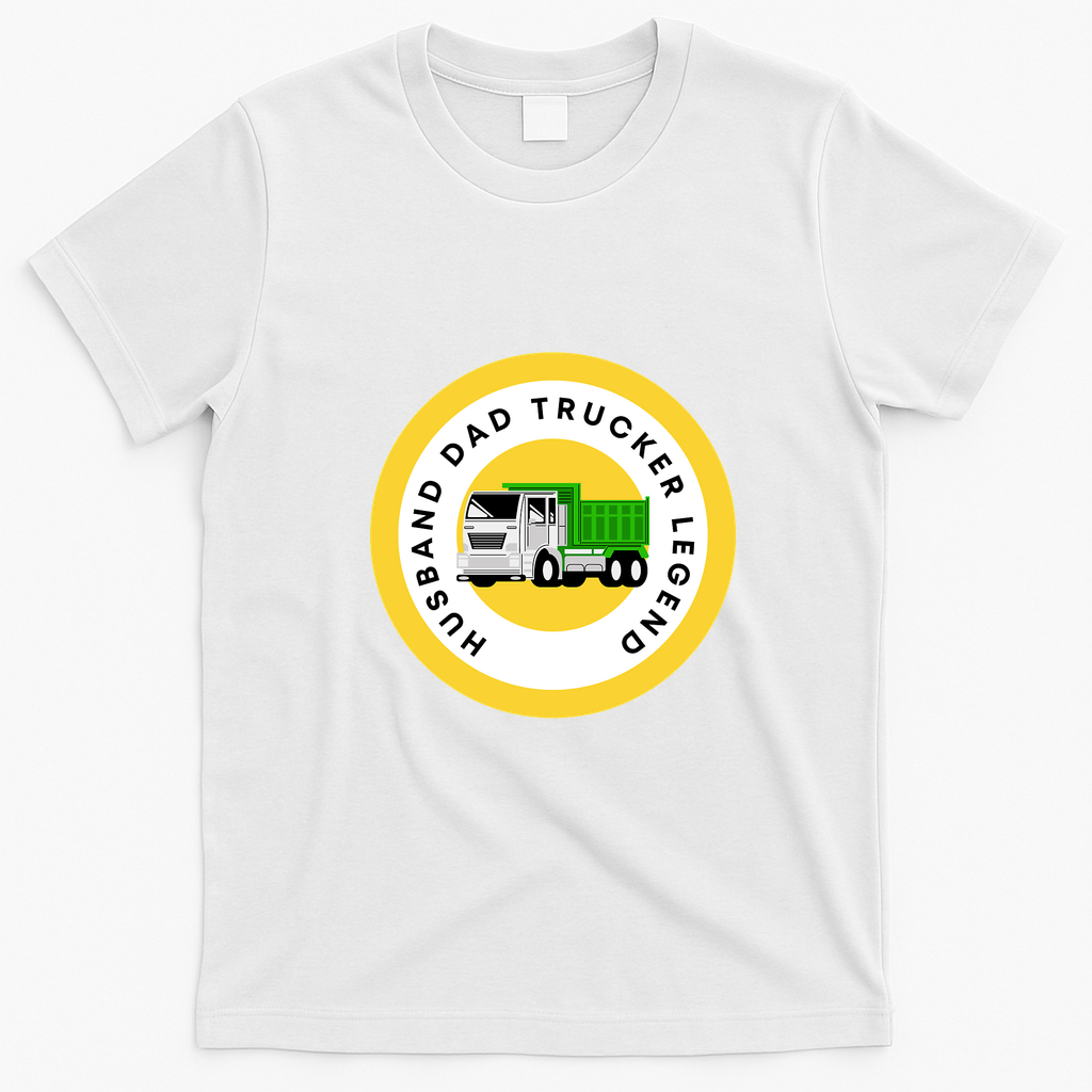 The Legend of the Trucker Husband and Father Graphic T-Shirt - White