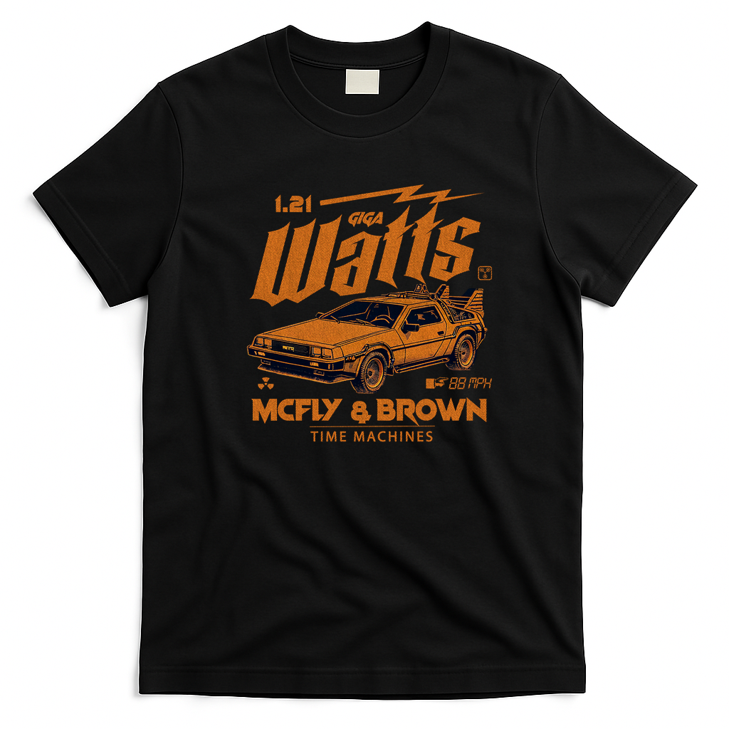 McFly & Brown Time Machines T-Shirt - Black
