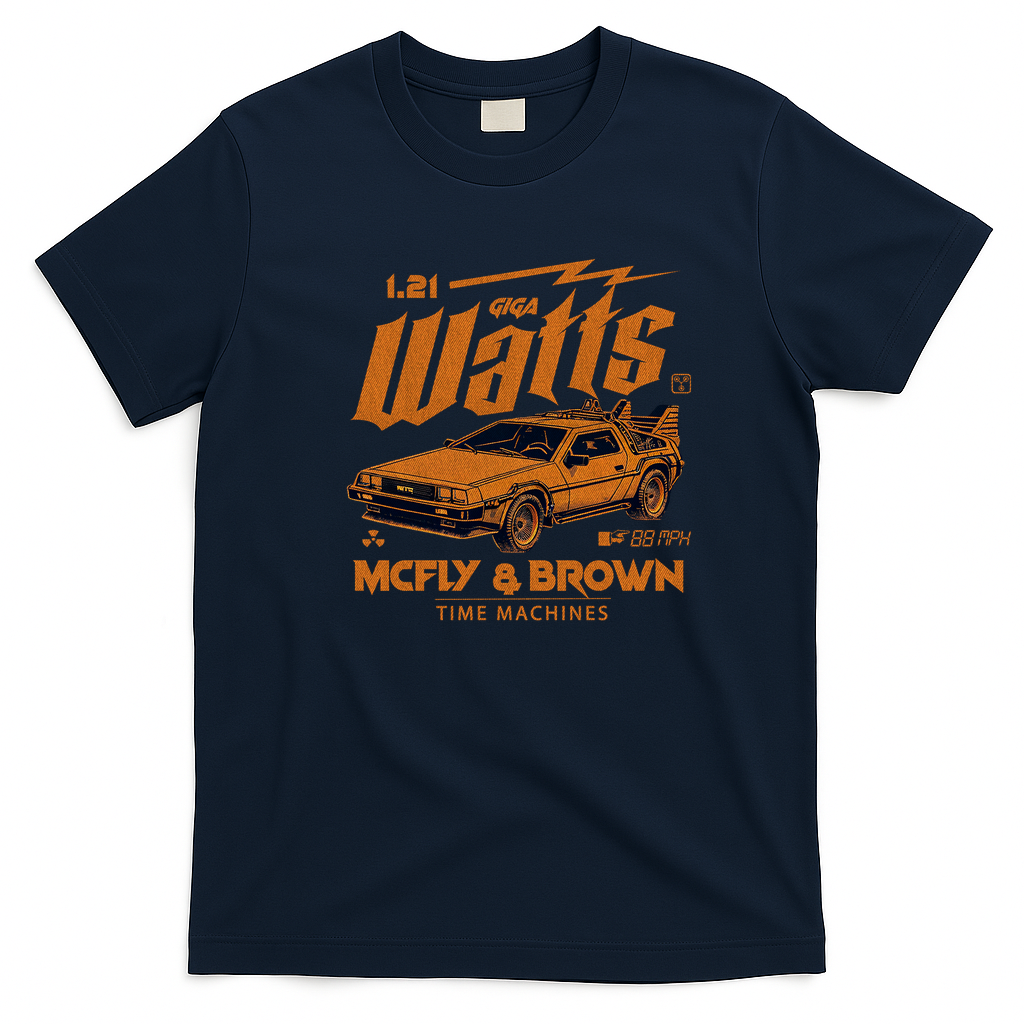 McFly & Brown Time Machines T-Shirt - Navy Blue