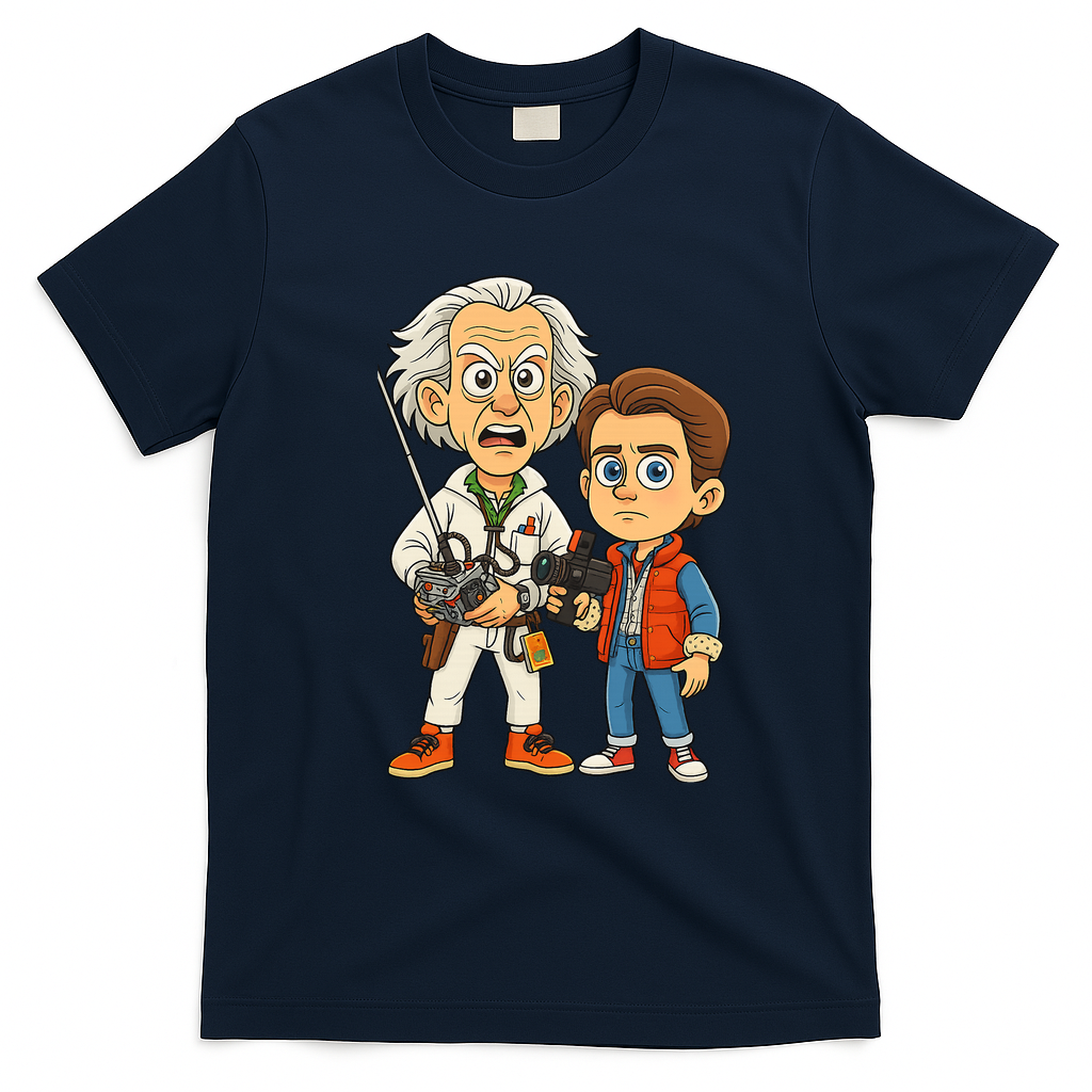 Doc Brown & Marty McFly Movie Legends Tee - Navy Blue