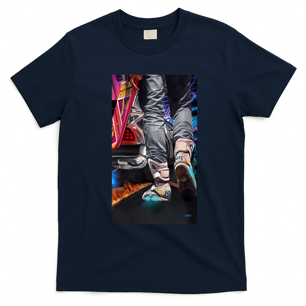 Marty McFly Retro Graphic Tee - Navy Blue