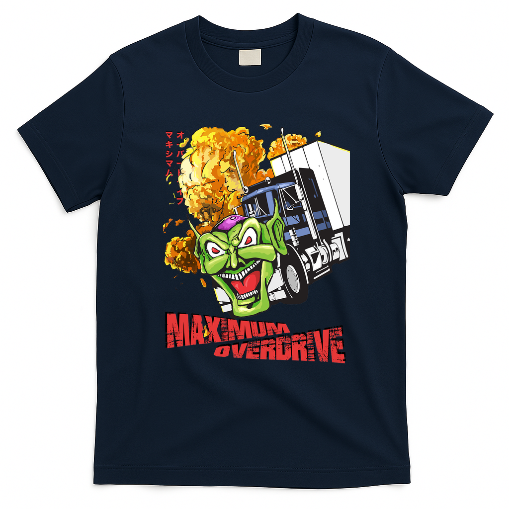 Maximum Overdrive Retro Graphic Tee - Navy Blue