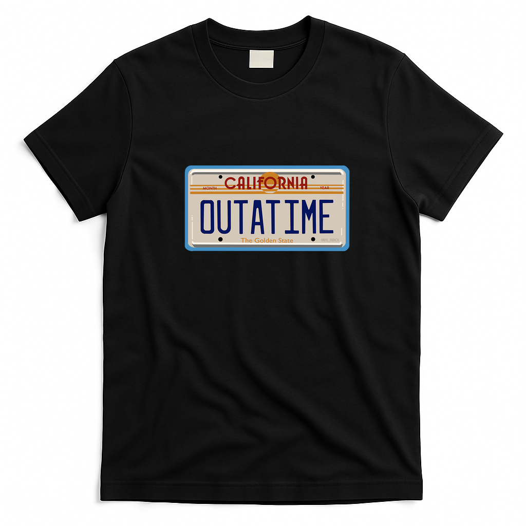OUTATIME License Plate T-Shirt - Black