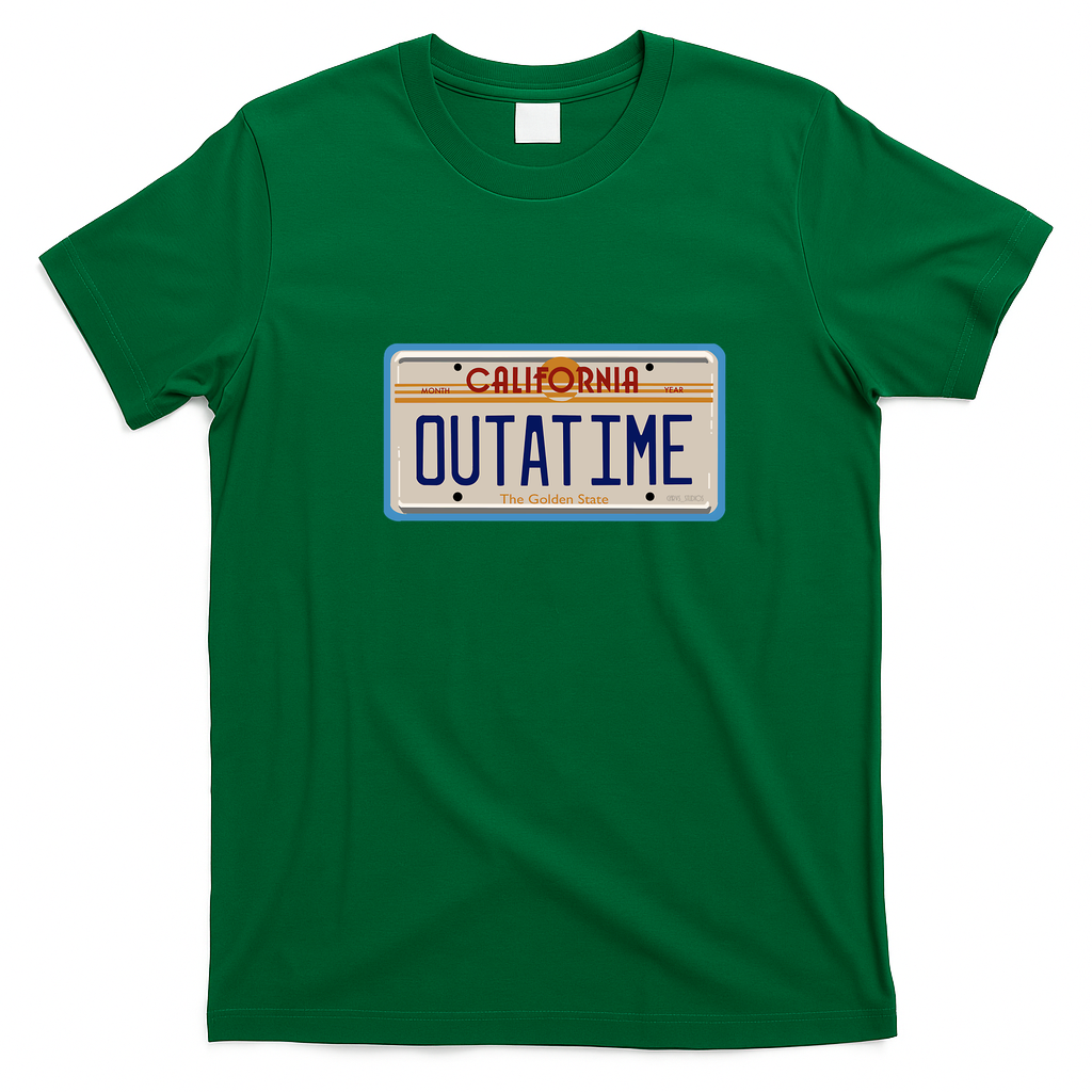 OUTATIME License Plate T-Shirt - Irish Green