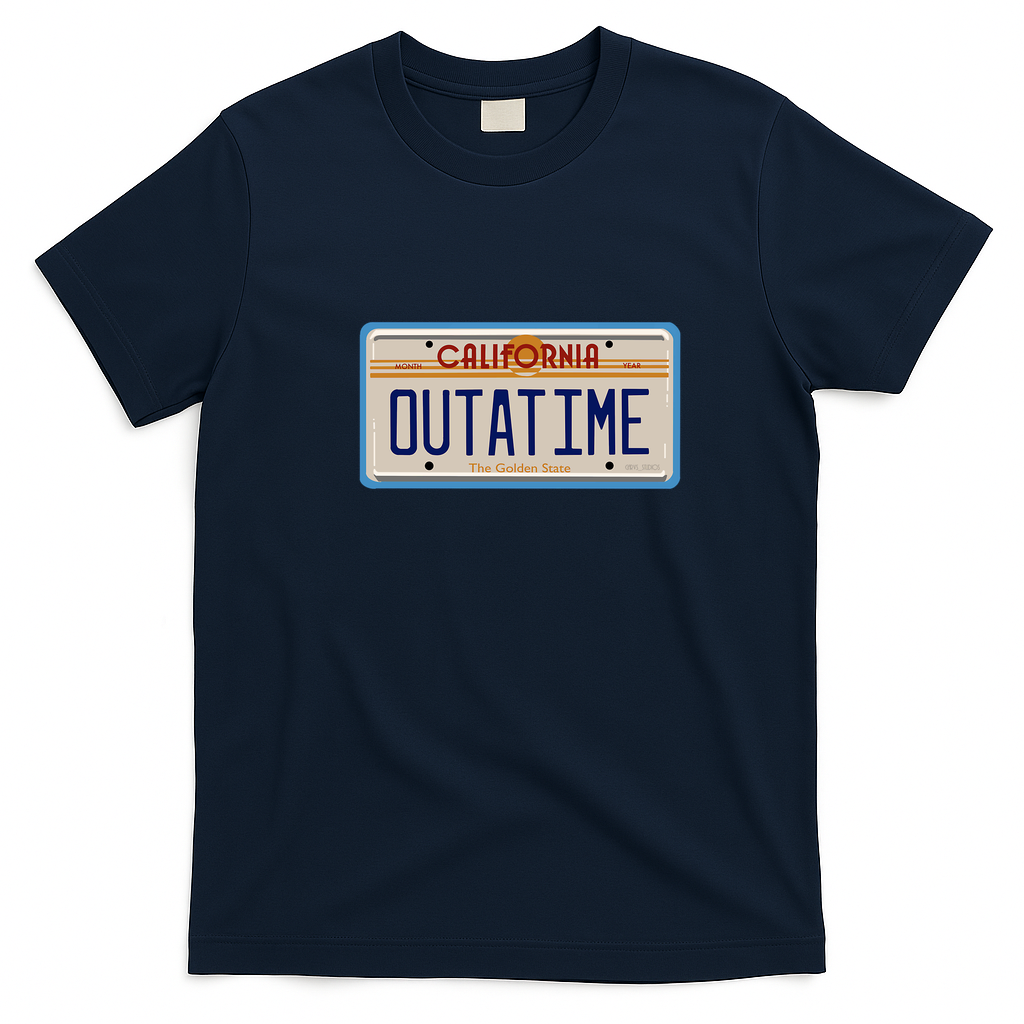 OUTATIME License Plate T-Shirt - Navy Blue