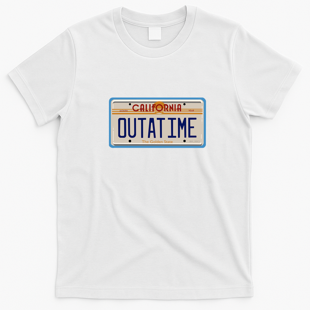 OUTATIME License Plate T-Shirt - White