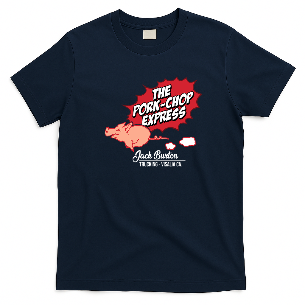 Pork Chop Express Black Logo T-Shirt - Navy Blue