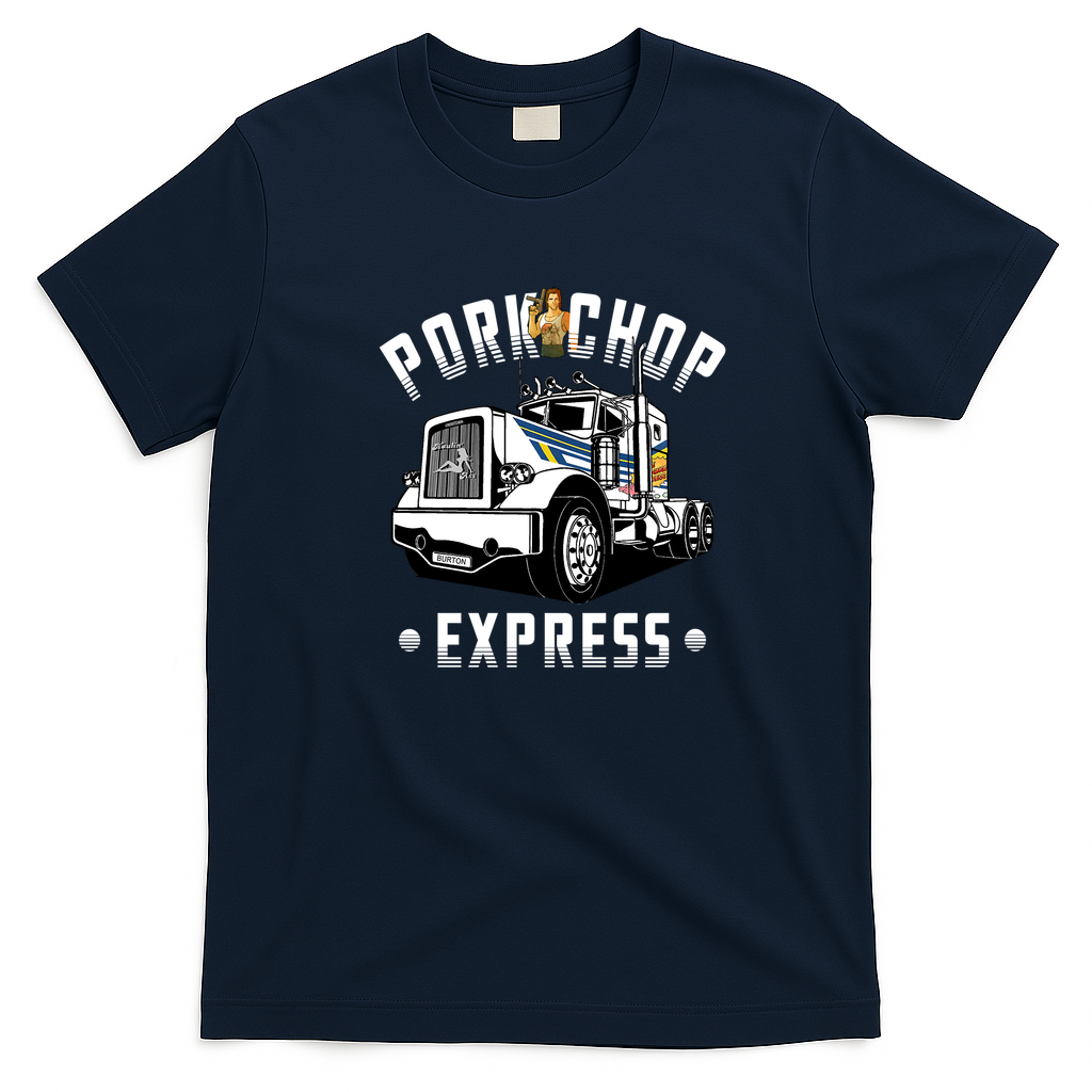 Pork Chop Express Retro Logo Tee - Navy Blue