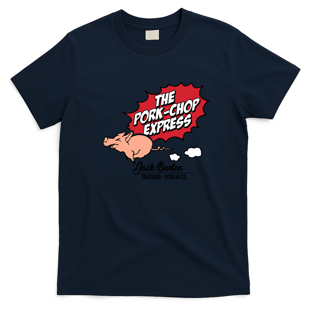 Pork Chop Express White Logo T-Shirt - Navy Blue