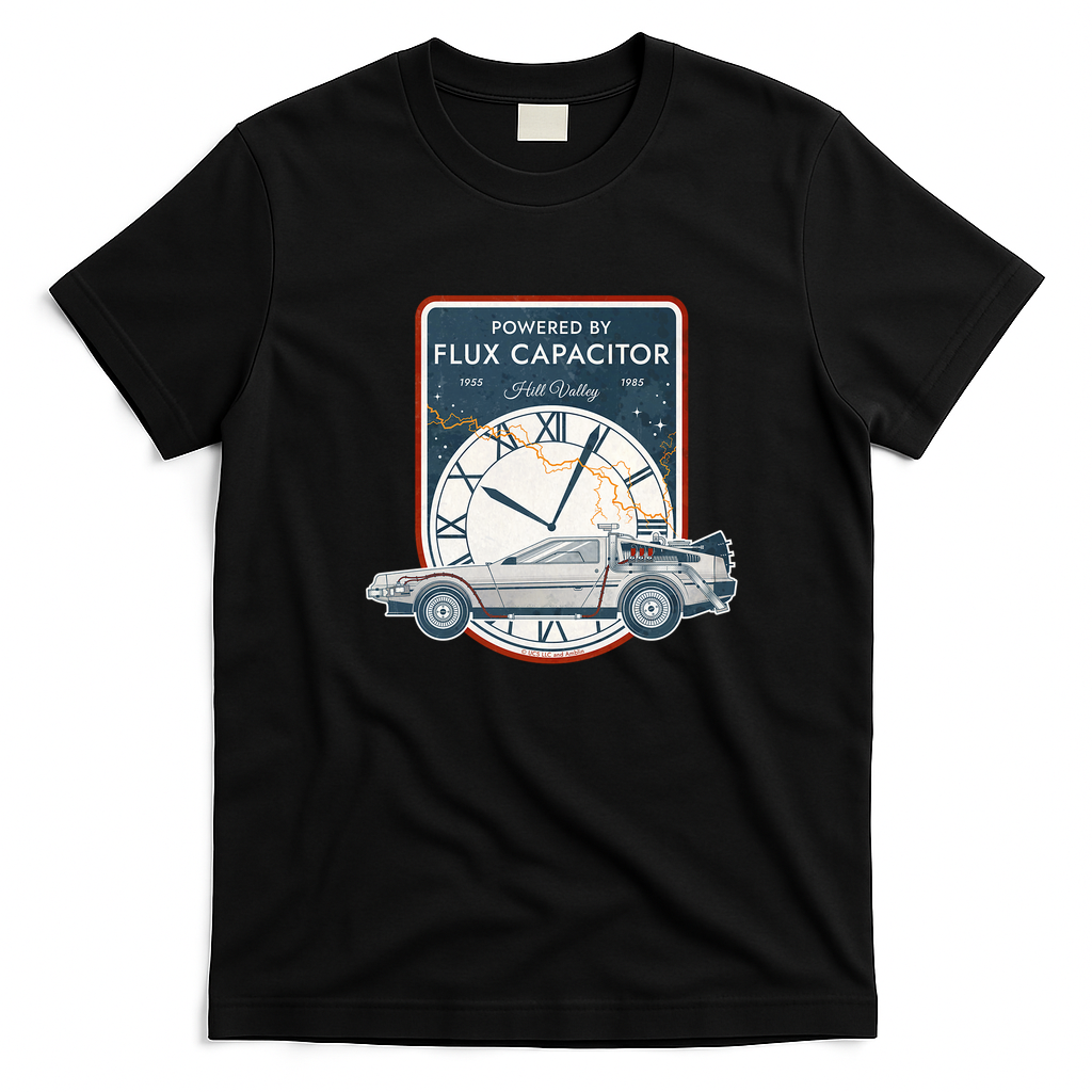 Flux Capacitor Hill Valley Commemorative Tee - Black