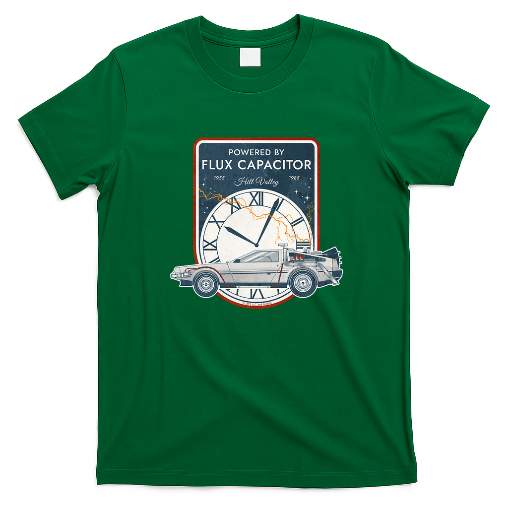 Flux Capacitor Hill Valley Commemorative Tee - Irish Green
