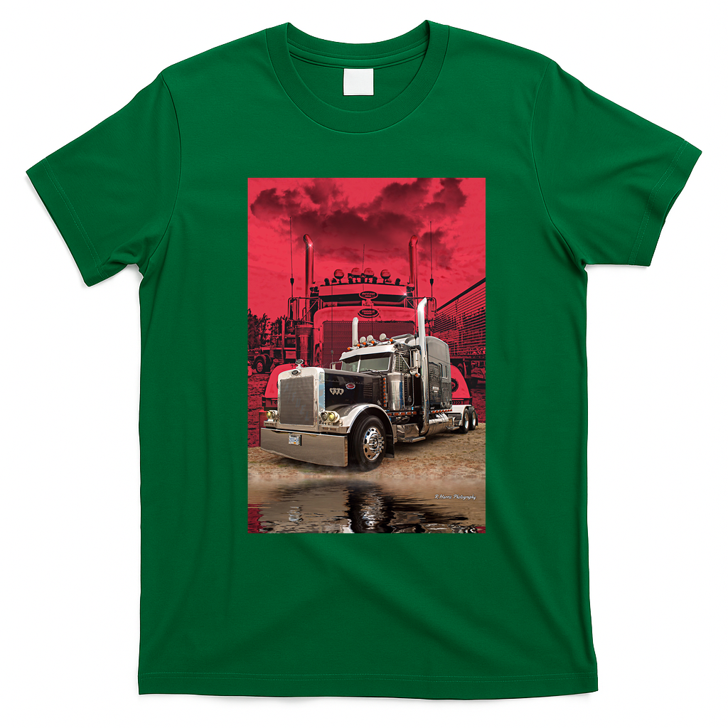 Red Peterbilt Truck Graphic T-Shirt - Irish Green