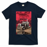 Red Peterbilt Truck Graphic T-Shirt - Navy Blue