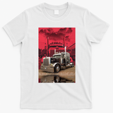 Red Peterbilt Truck Graphic T-Shirt - White