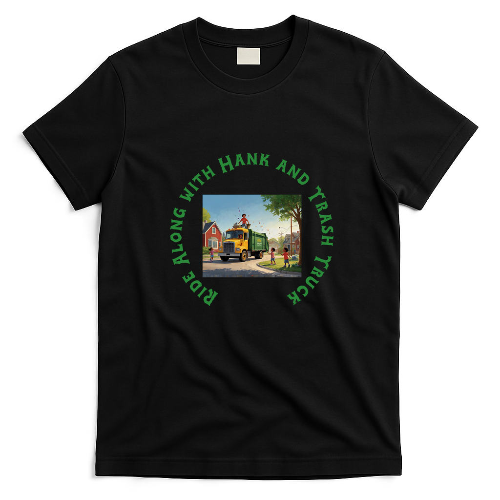 Ride Along with Hank and Trash Truck Graphic T-Shirt - Black