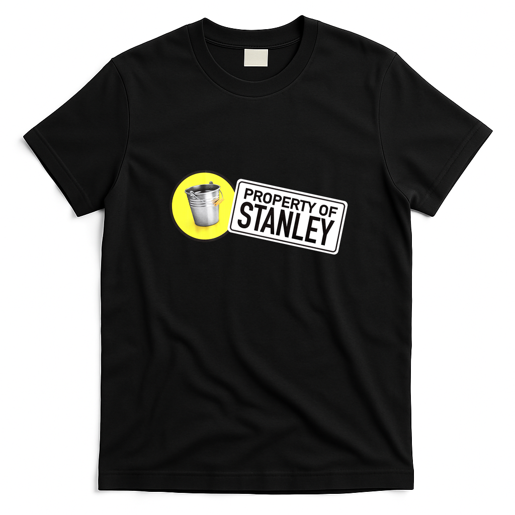 Reassurance Bucket - Property of Stanley Retro Graphic Tee - Black