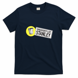 Reassurance Bucket - Property of Stanley Retro Graphic Tee - Navy Blue