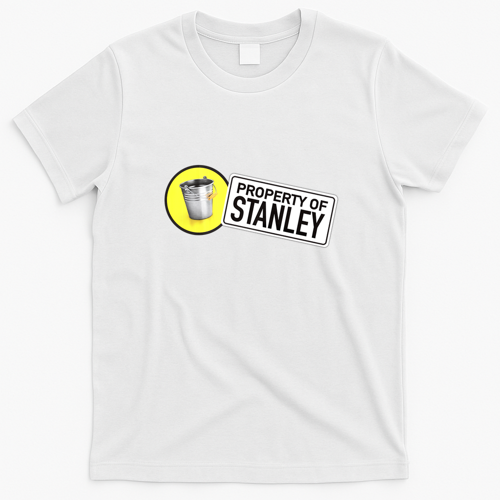 Reassurance Bucket - Property of Stanley Retro Graphic Tee - White