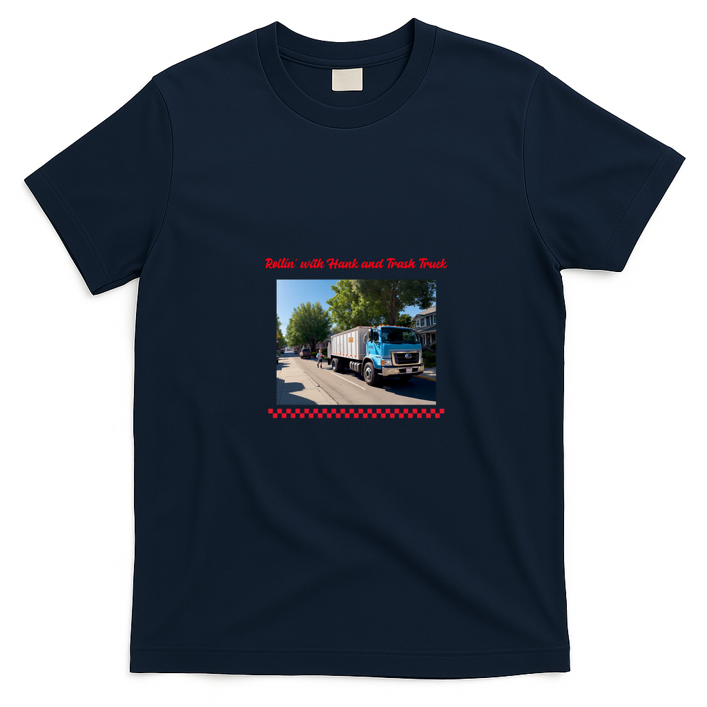 Rollin' with Hank and Trash Truck Graphic T-Shirt - Navy Blue