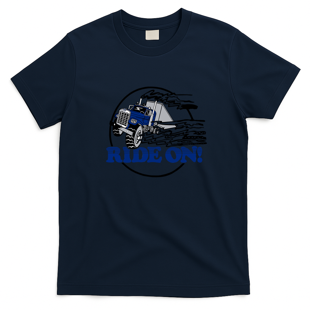 Ride On! Classic Trucker T-Shirt - Navy Blue