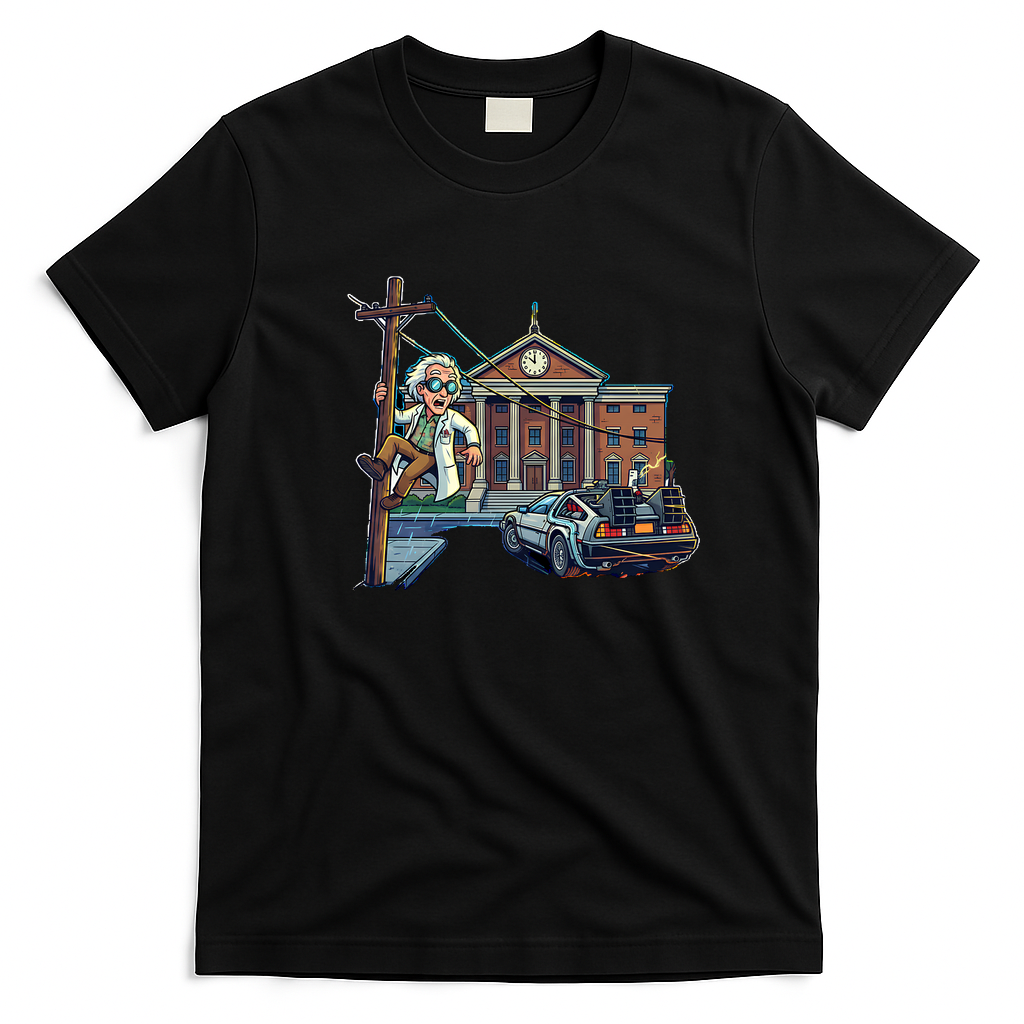 Great Scott Hill Valley Clock Tower T-Shirt - Black