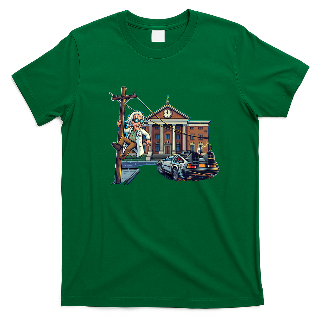 Great Scott Hill Valley Clock Tower T-Shirt - Irish Green