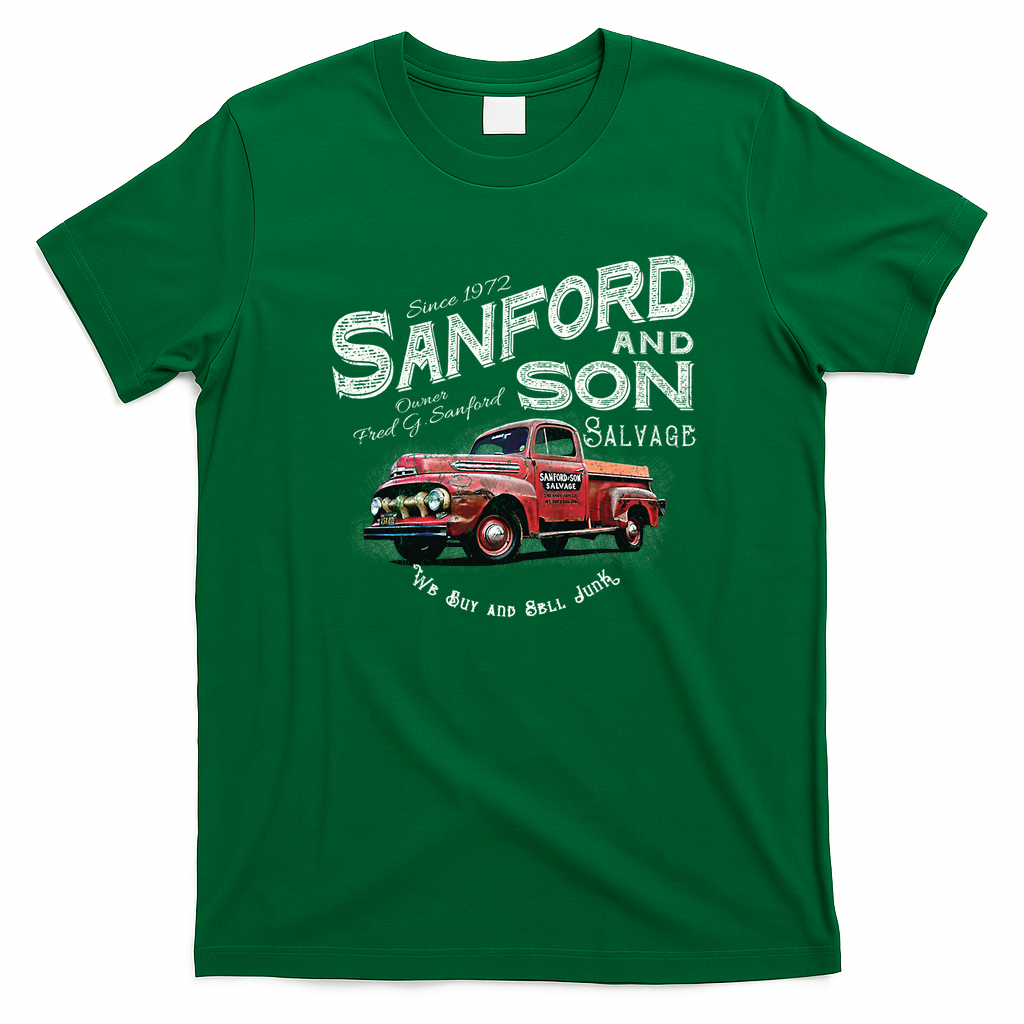 Sanford and Son Beat-Up Red Truck T-Shirt - Irish Green