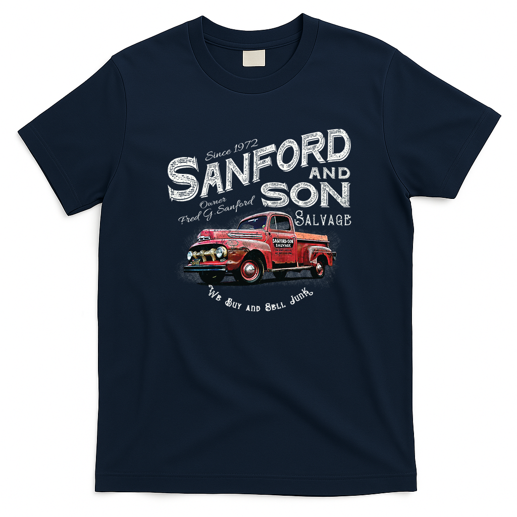 Sanford and Son Beat-Up Red Truck T-Shirt - Navy Blue