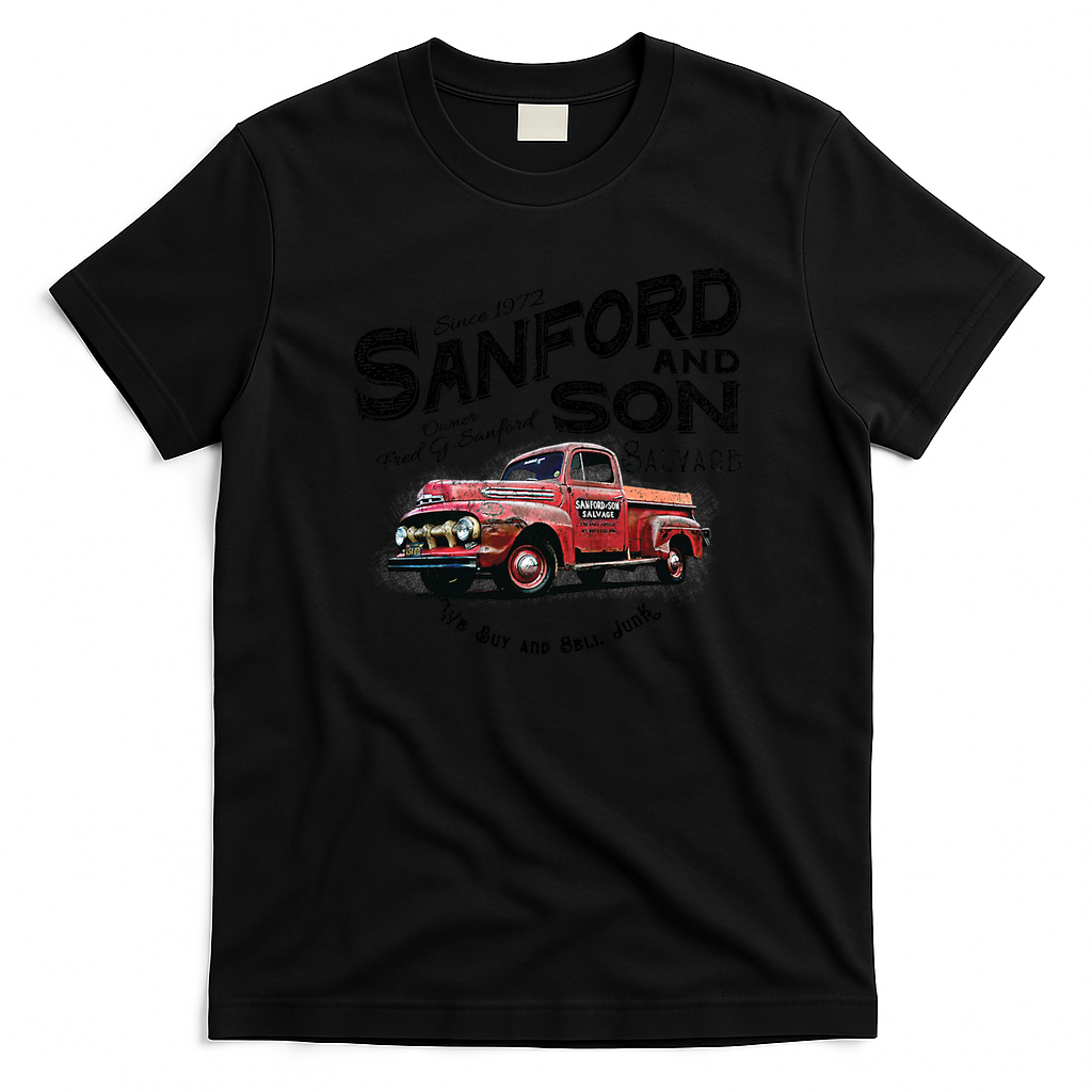 Sanford and Son Beat-Up Red Truck Retro Tee - Black