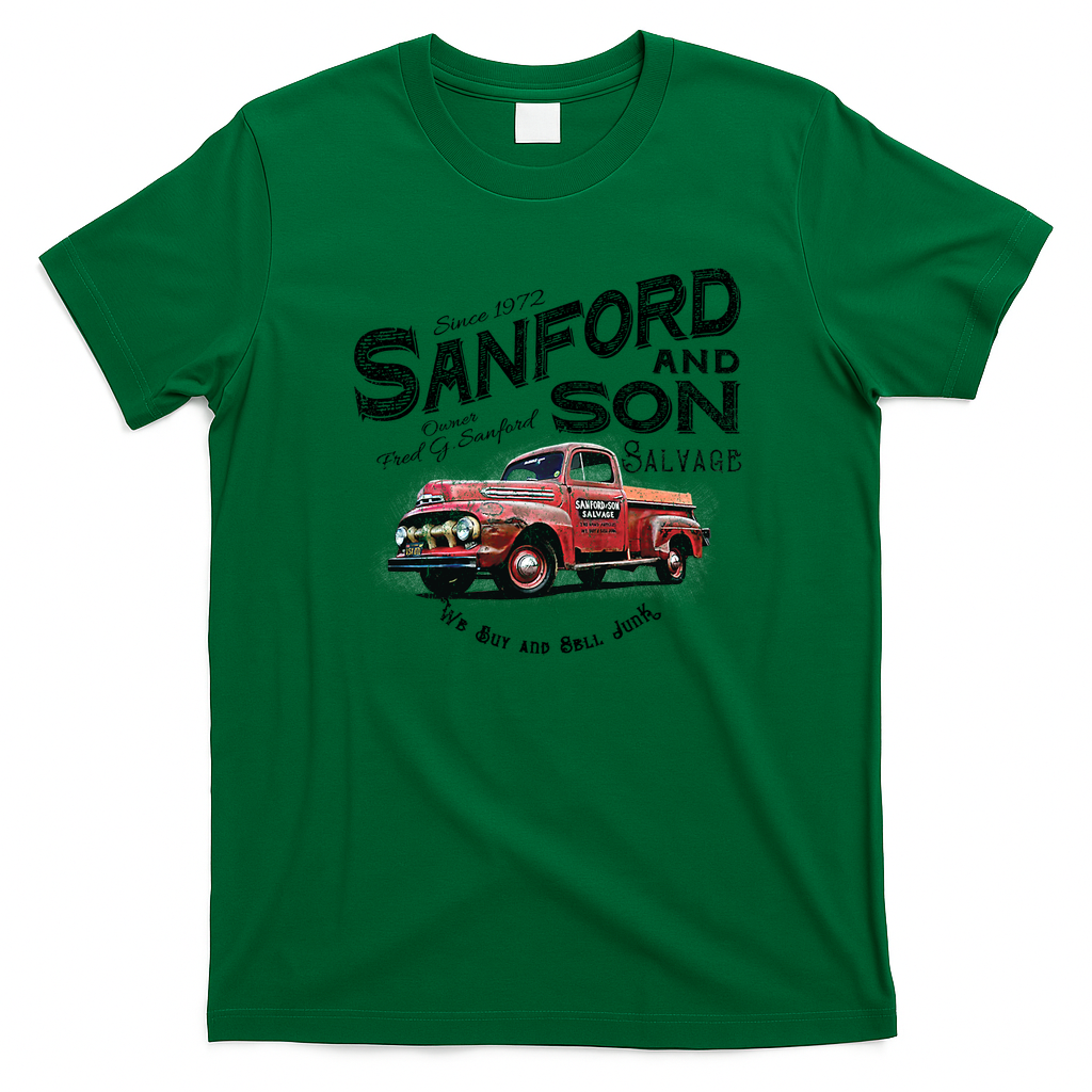 Sanford and Son Beat-Up Red Truck Retro Tee - Irish Green