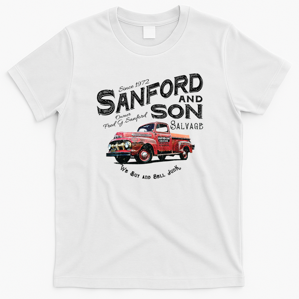 Sanford and Son Beat-Up Red Truck Retro Tee - White