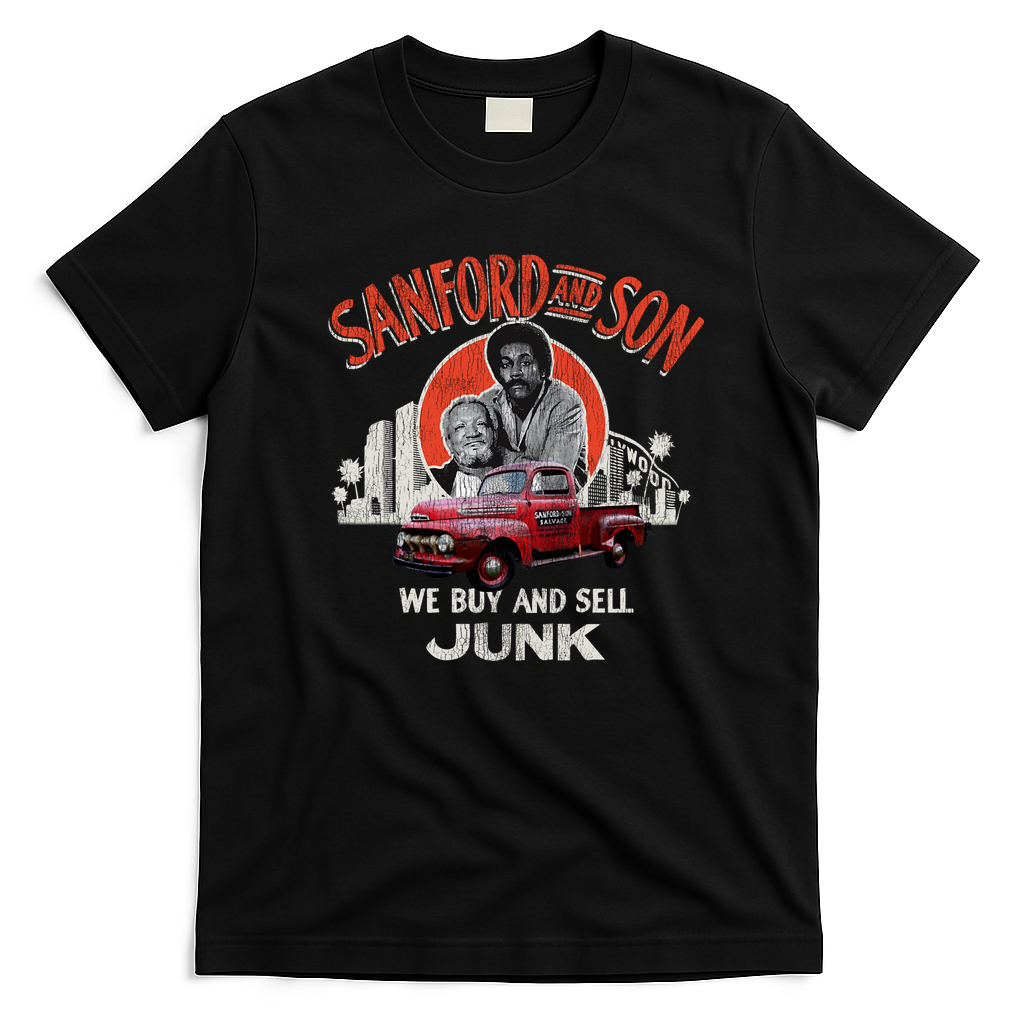 Sanford and Son Father and Son Duo Worn Retro Graphic Tee - Black