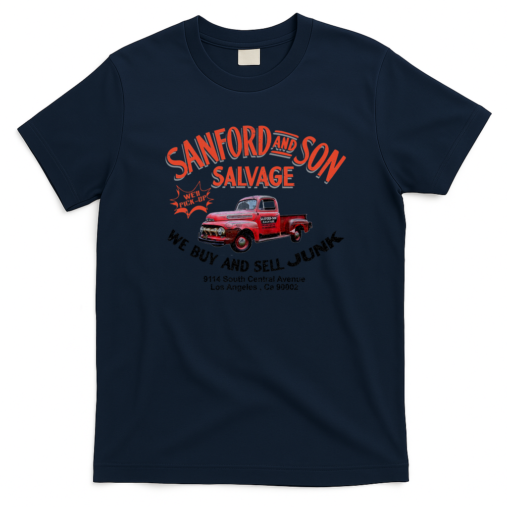 Sanford and Son Salvage Worn Truck Vintage T-Shirt - Navy Blue