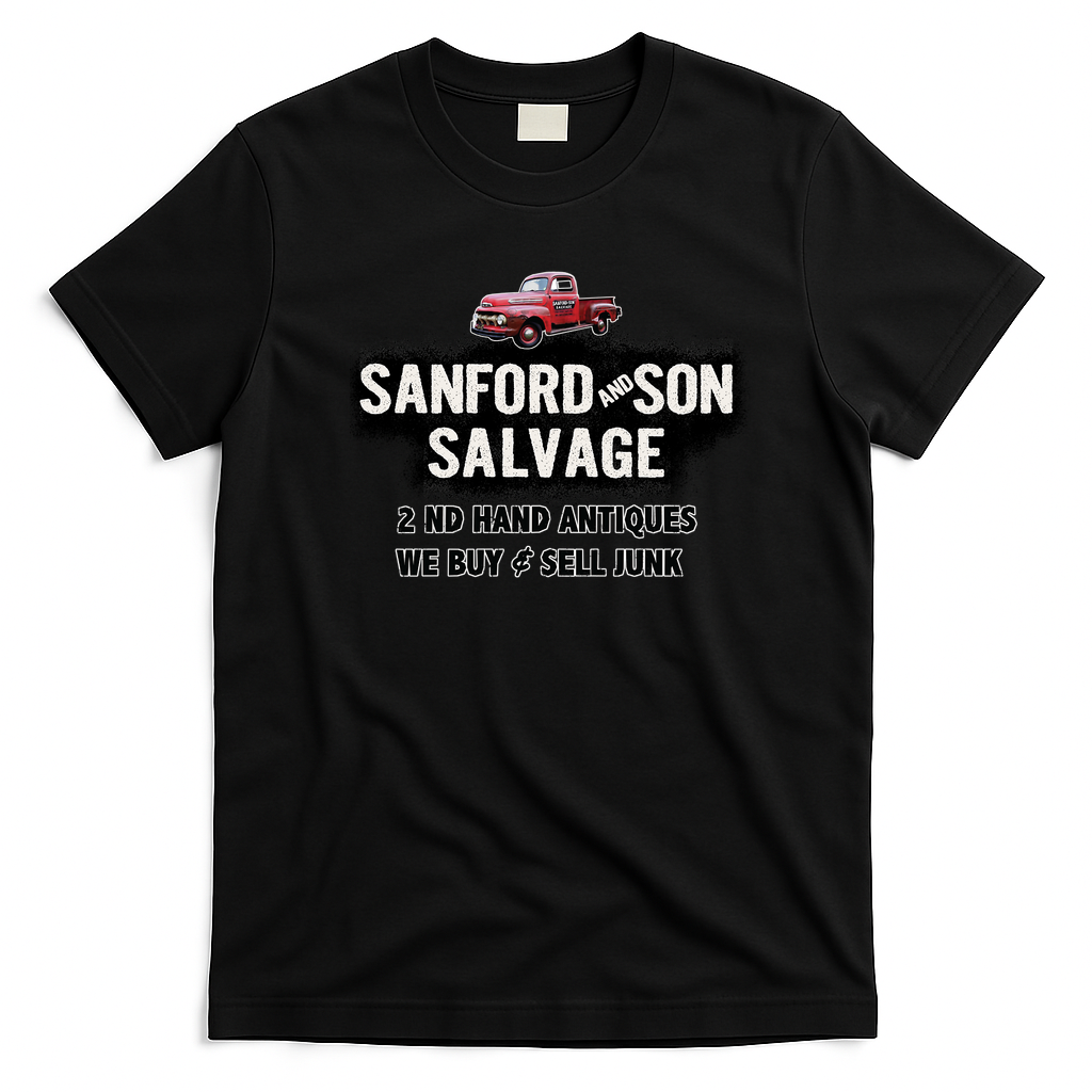 Sanford and Son Salvage Door Panel Sign Vintage T-Shirt - Black