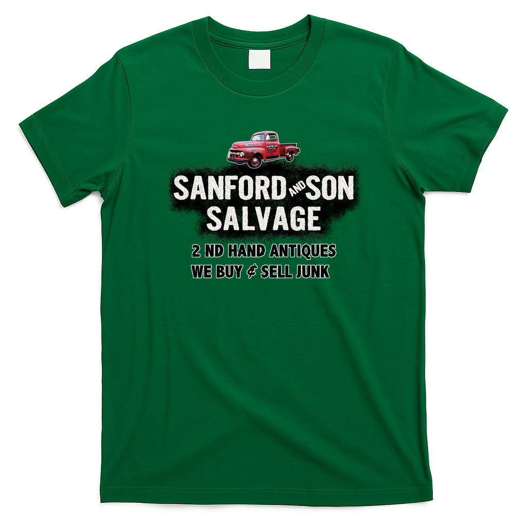 Sanford and Son Salvage Door Panel Sign Vintage T-Shirt - Irish Green