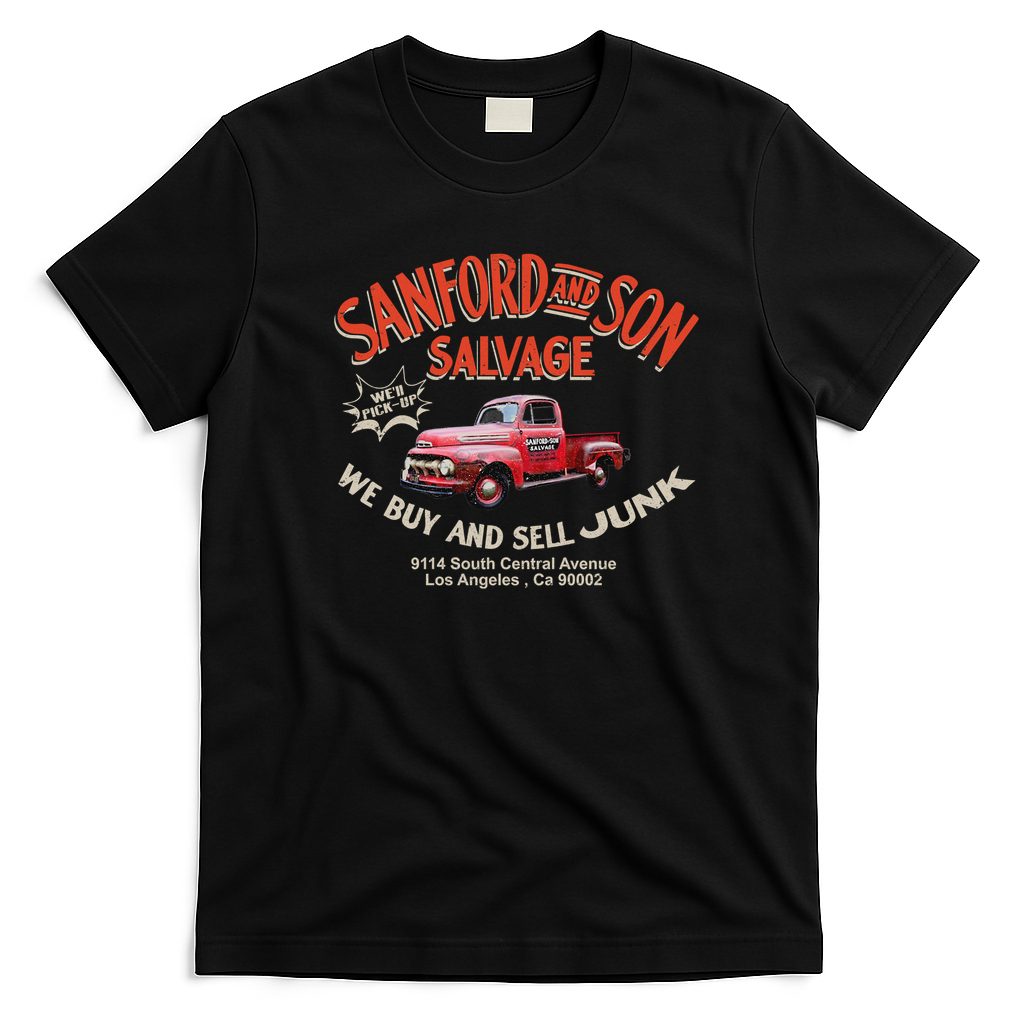 Sanford and Son Salvage Worn Truck Retro Graphic Tee - Black