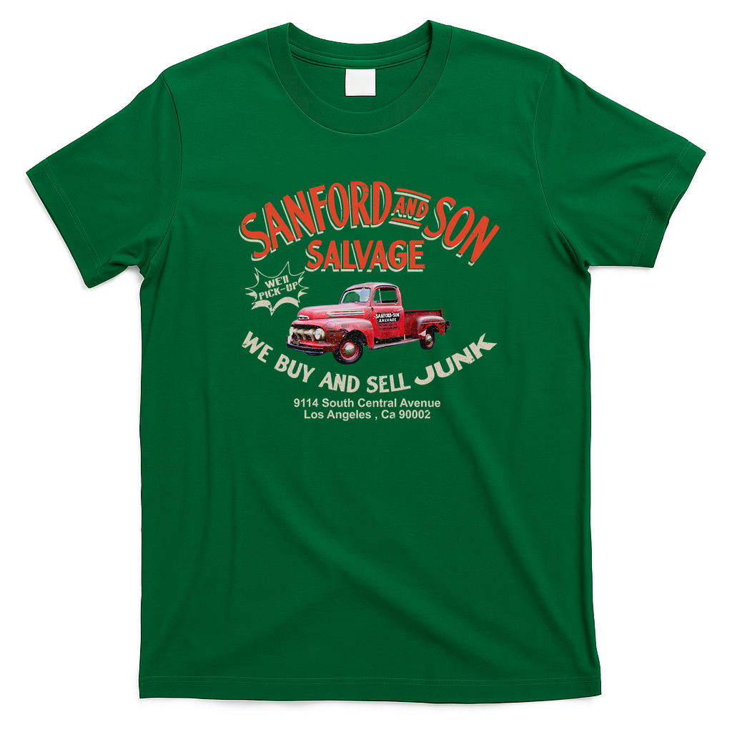 Sanford and Son Salvage Worn Truck Retro Graphic Tee - Irish Green