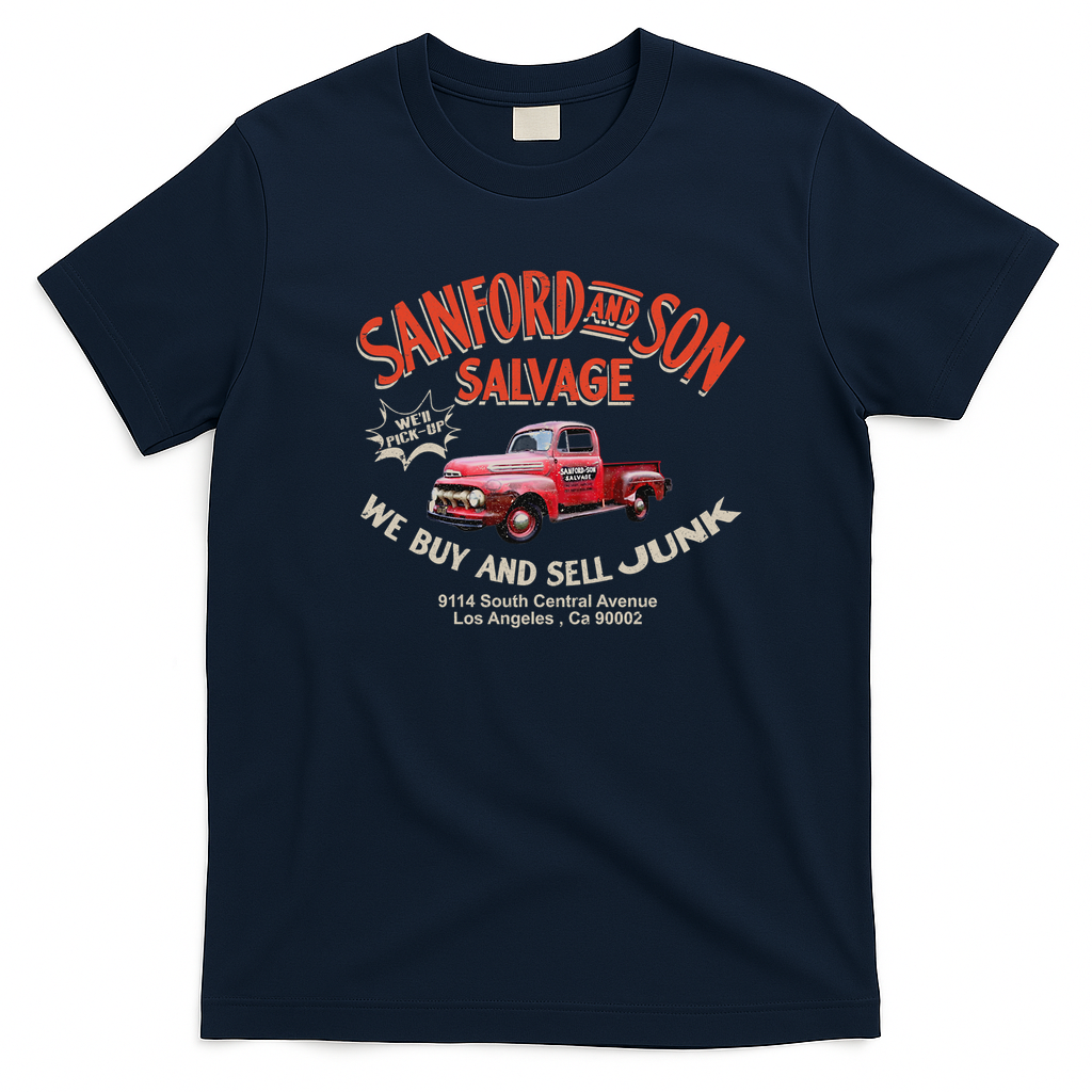 Sanford and Son Salvage Worn Truck Retro Graphic Tee - Navy Blue